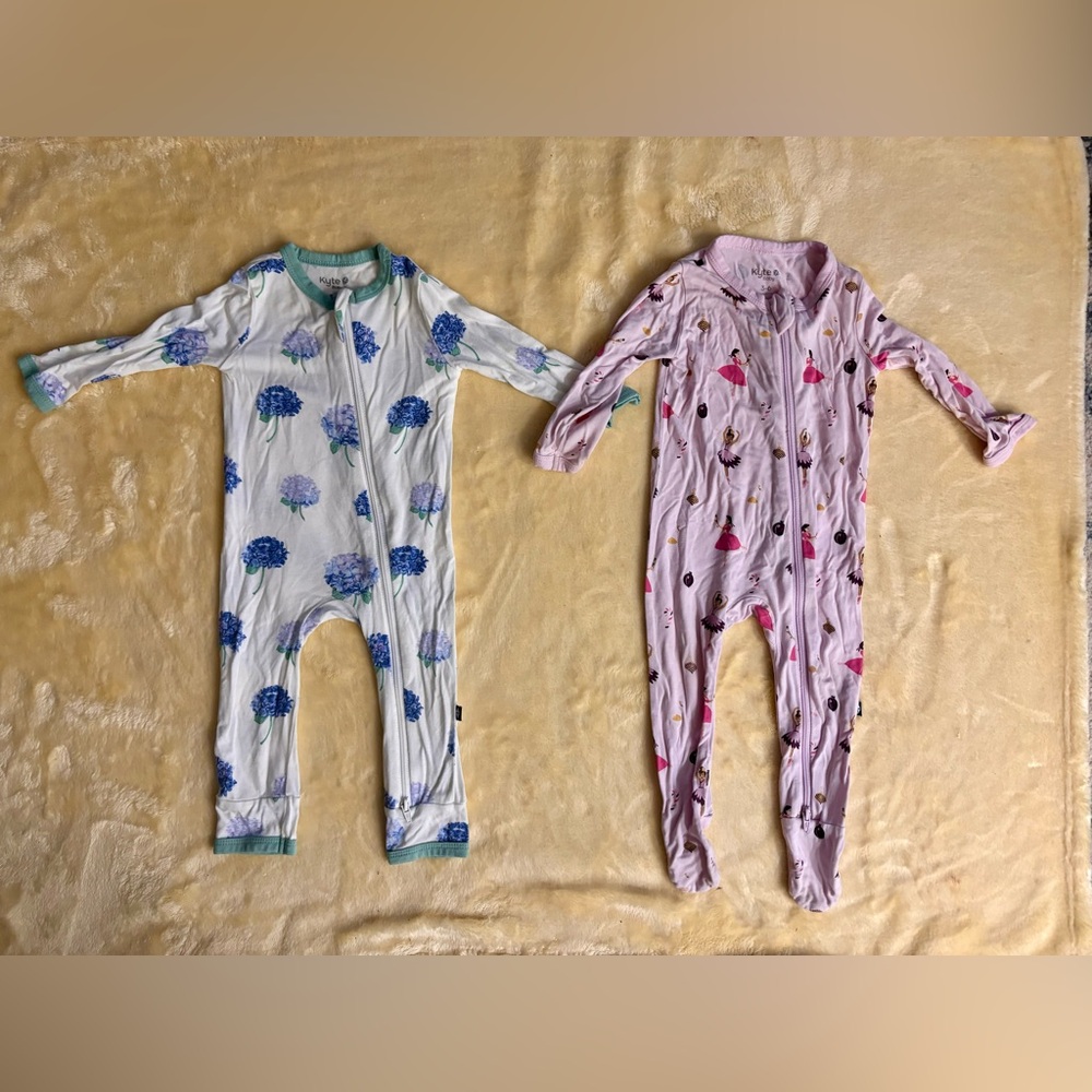 Kyte BABY Blue Hydrangea and Purple Nutcracker Ballet Kids Onsie Footie Romper